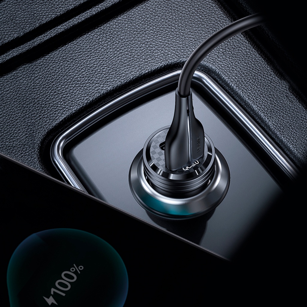 Cargador para Auto Rápido USB + Tipo C Negro 45w (US-CC175 C35)