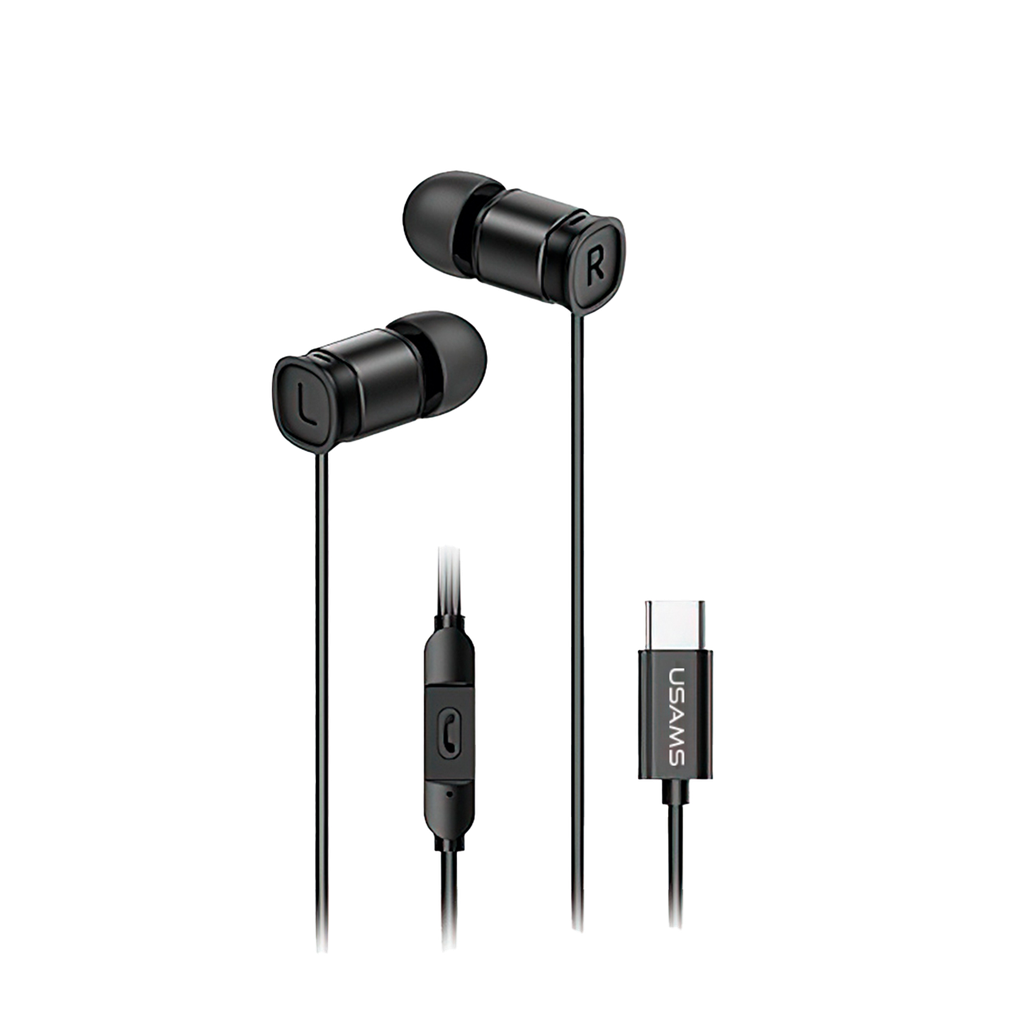 Audífono Alámbrico Tipo C Negro (EP46 - Mini)