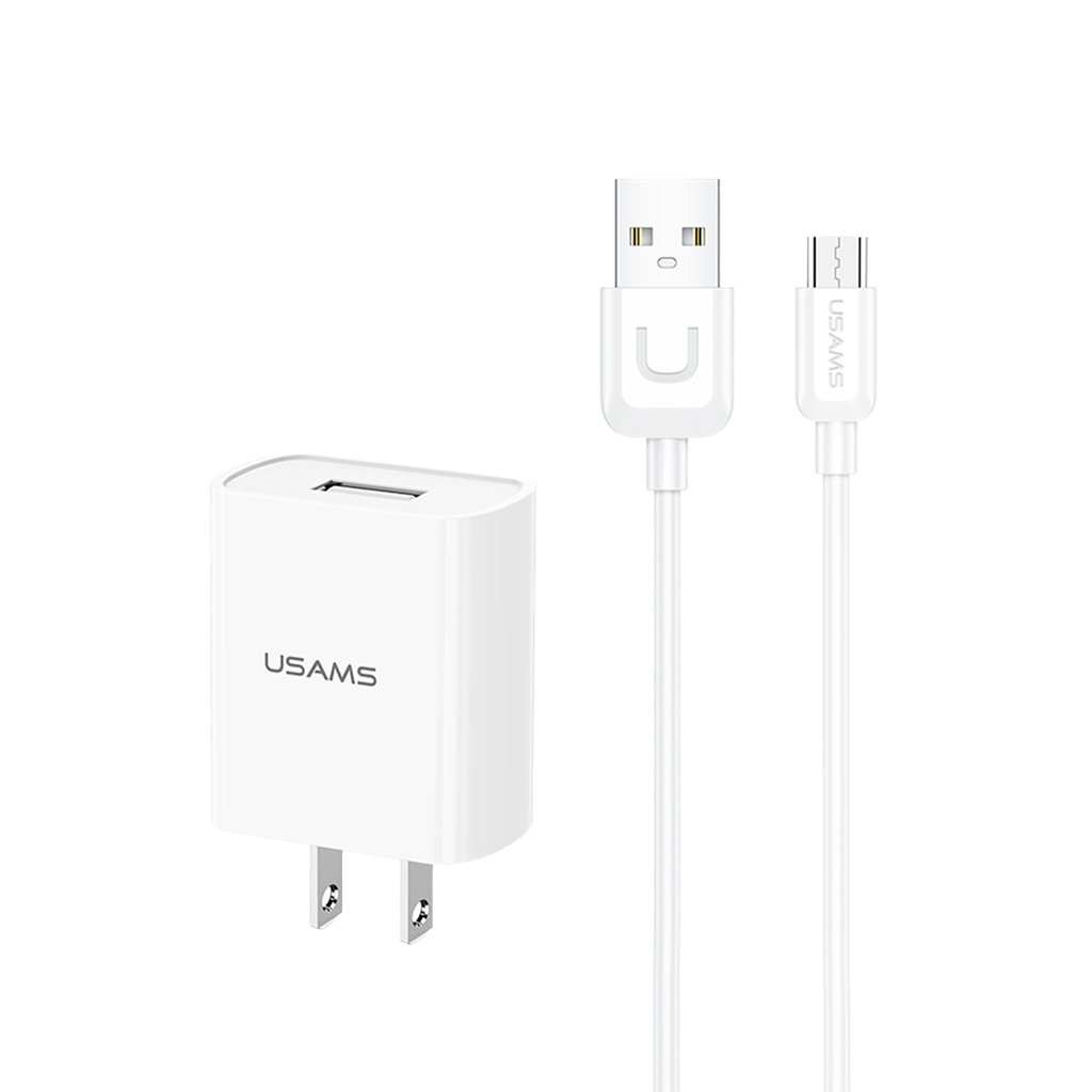 Kit Cargador Pared + Cable Micro 10w 1M Blanco (T21)