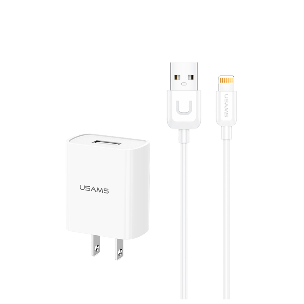 Kit Cargador Para Pared + Cable Lightning 10.5w 1M Blanco (T21)
