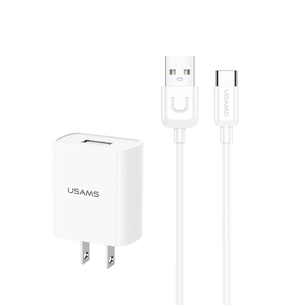 Kit Cargador Pared + Cable Tipo C  10.5W 1M Blanco (T21)