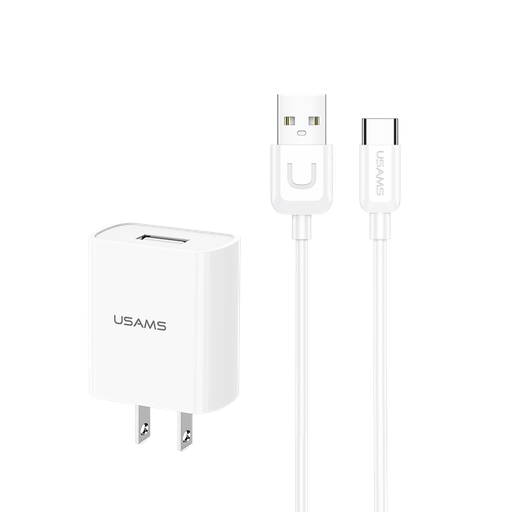 Kit Cargador Pared + Cable Tipo C  10.5W 1M Blanco (T21)