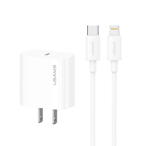 Kit Cargador Pared Ultra Rápido PD 20W + Cable Lightning a Tipo C 30w Blanco (CC228 + SJ712)